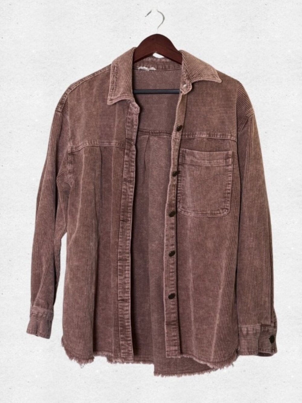 Coffee Brown Corduroy Oversized Shacket Chore Jacket Medium Minimalist Boxy Chic